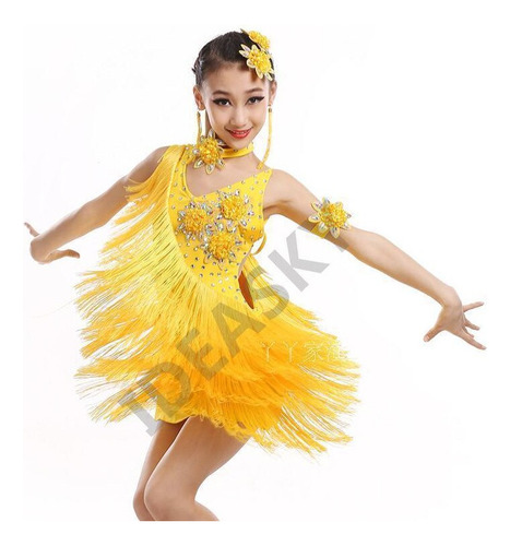 Ropa De Baile Latino Con Borlas Para Niñas, Vestido De Salsa