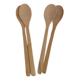 Kit Colheres De Bambu 22cm