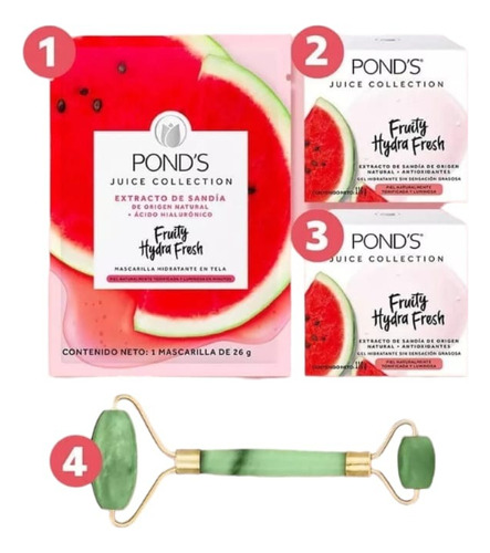 3 Pz Pond S Fruty Hydra Fresh Sandia Mascarilla Crema Facial