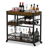 Ohsuaniy Bar Cart Industrial Kitchen Serving Carts For Home 