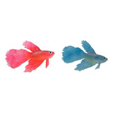 2pcs Artificial Silicona Suave Brillante Efecto Betta Acuari