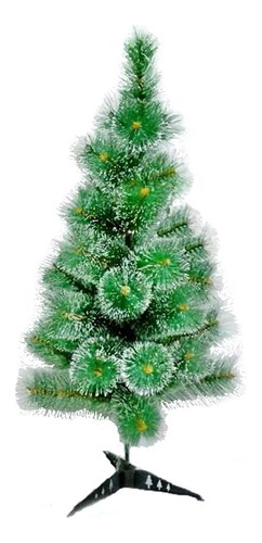 Arbol De Navidad Verde Con Blanco 90 Cm C/base De Plástico