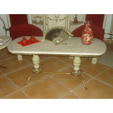 Mesa De Centro De Mármore Carrara E Bronze Maciço Antiga