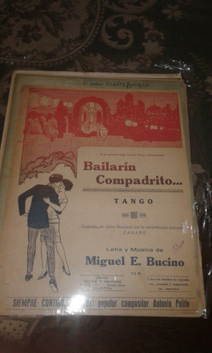 Bailarín Compadrito- Partitura De Tango 