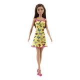Barbie Clásica 30cm Mattel Originales Vestido Amarillo 
