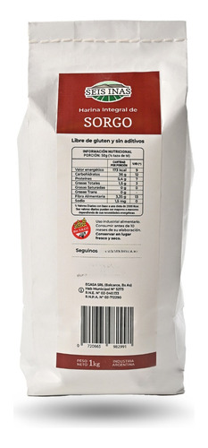 Harina Integral De Sorgo X 1 Kg - Seis Inas Harina Sin Tacc