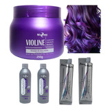  Kit Tinta De Cabelo Profission 2 Coloração 2 Ox 1 Matiz 250g Tom Violine Roxo Nº 66.226