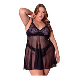 Camisola Sensual Curta Transparente Sexy Com Aro Plus Size