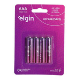 Pilha Recarregável Aaa Palito 1000mah Elgin Blister C/4 Unid