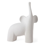 Escultura Decorativa Elefante Em Cerâmica 33cm 16569g Mart Cor Branco