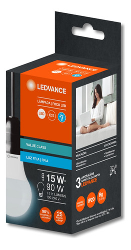 Lâmpada Led Bulbo 15w Osram/ledvance Kit 5 Peças Bivolt