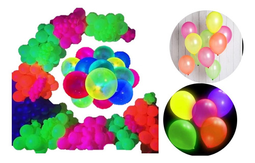 Pack 50 Globos Surtidos Neón Fiestas Fluor Decoración Uv