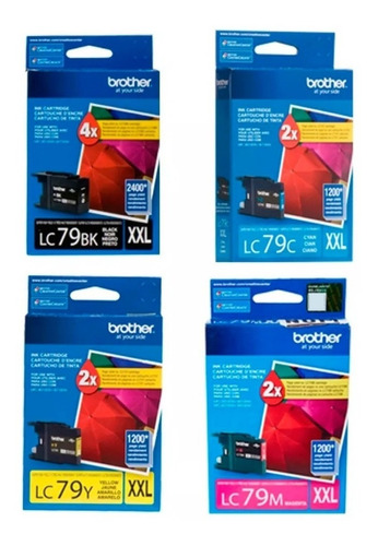 Cartucho Brother Lc79xl Negro+lc79xl Colores Original Pack 4