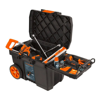 Caja de herramientas Truper CHP-23R de plástico con ruedas 39cm x 58cm x 43cm negra | Meses sin interés