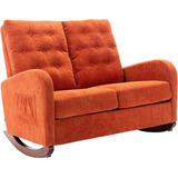Sofa Mecedor Biplaza Tela Color Naranja Marca Ssline