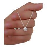 Conjunto Cadena Con Dije Susanita Blanco Y Aros Plata 925