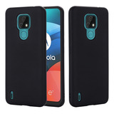 Funda De Silicona Líquida Negra Para Motorola Moto E7 2020