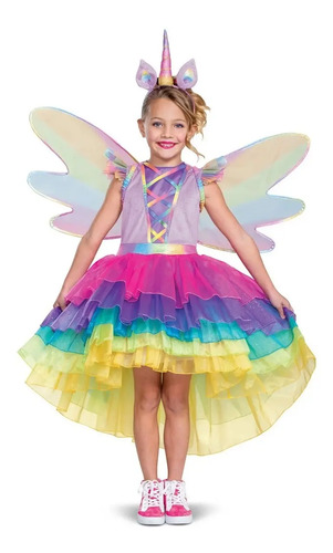 Disfraz Unicornio Para Niña Con Diadema, Alas Que Se Mueven