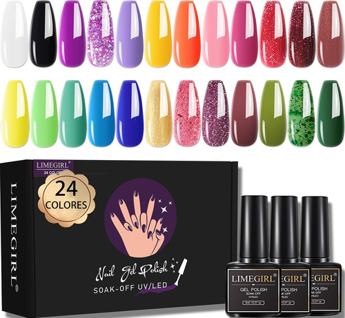 Geles Semipermanente Esmaltes Uñas (kit 24 Pzs Color Gelesh)