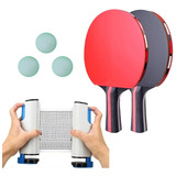 Kit De Raquetas De Ping Pong, Pelotas Y Red Retractil