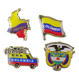 Set Por 4 Prendedores Colombia Surtidos (tipo Pin)
