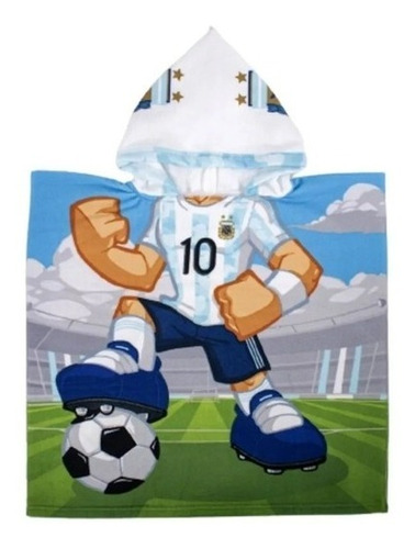 Poncho Infantil Futbol Selección Argentina Afa Con Mochila 