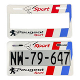 Par De Portaplacas Peugeot Sport Blanco Tipo Europeo Ancho