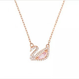 Collar De Cisne Pequeño De Oro Rosa De Plata De Ley S925