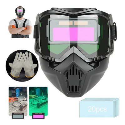 21pcs Máscara Eléctrica De Protección Automática Para Soldar + 1 Par De Guantes De Soldadura Para Evitar Quemaduras Por Chispas | MercadoLibre