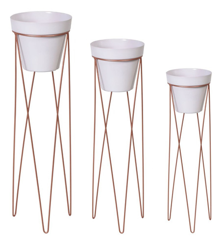 3 Vaso Suporte Tripé Para Plantas Chão Grande Industrial Top