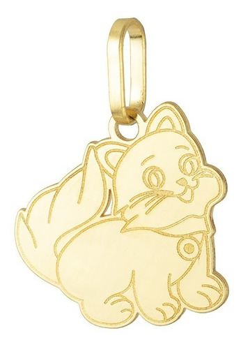 Pingente Ouro 18k Pet Gato Liso Espelhado