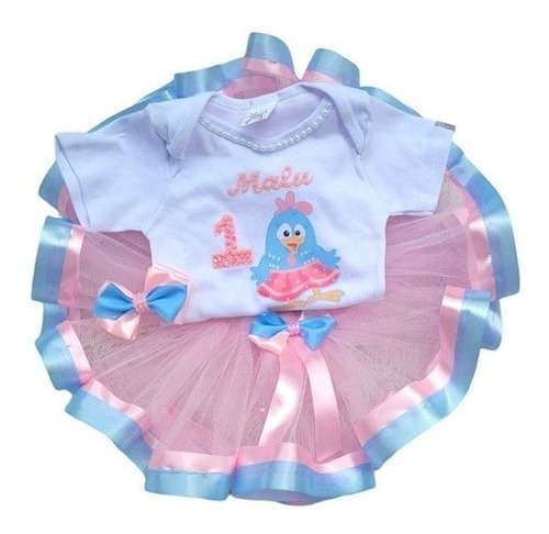 Roupa Galinha Pintadinha Rosa Luxo 1 Ano E 2 Anos