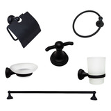 Juego De Accesorios Negro Mate 6 Pz Baño Acero Inox Elegante