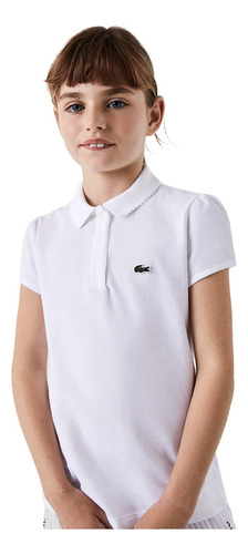 Polo Lacoste De Cuello Ondulado En Mini Piqué Para Niña