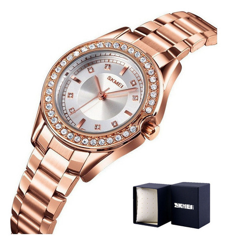 Reloj Elegante De Acero Inoxidable Skmei Diamond Para Mujer