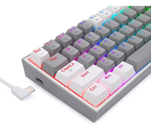 Teclado Gamer Redragon Fizzpro K616-rgb Red Ing Gris-blanco Color Del Teclado Gris/blanco Idioma Inglés Us