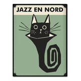 #1058 - Cuadro Decorativo - Trompeta Gato Jazz No Chapa 