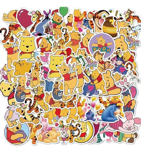 Winnie Pooh Miel Oso 50 Calcomanias Stickers Pvc Contra Agua