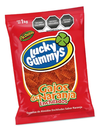 Gomita Lucky Gummys Enchilado Paquete Bolsita Dulce Mexicano Color Gajos De Naranja