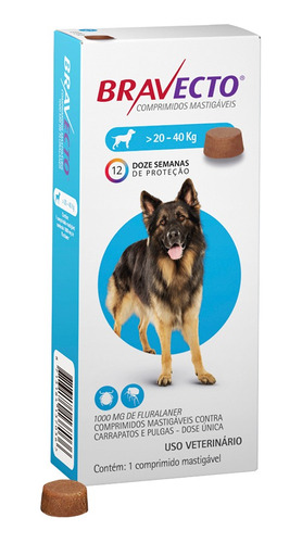 Bravecto Comprimido Para Cães De 20 A 40kg