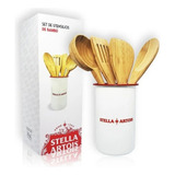 Set Utensilios Cocina Stella Artois Bambú 5 Piezas