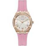 Reloj Guess Gw0034l3 Cosmo Quartz Mujer Color De La Correa Dorado Color Del Bisel Rosa Color Del Fondo Blanco