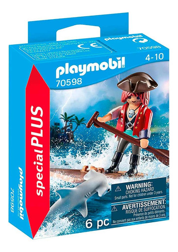 Playmobil 70598 Pirata Con Balsa Y Tiburón Martillo