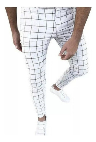 Pantalón De Hombre Slim Fit Con Estampado De Cuadros