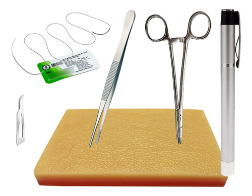 Easy Suture Simulador + Kit Sutura Básico + Lanterna Clínica