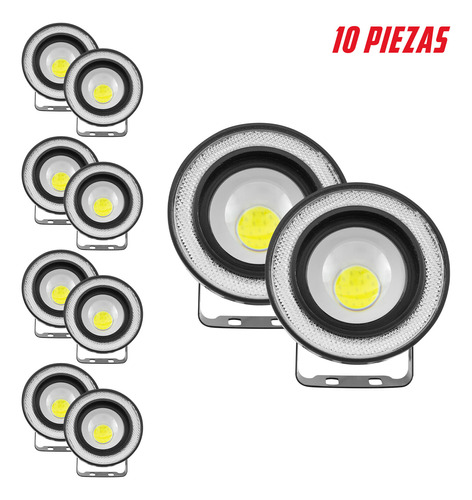 10 Faros Led Ojo De Ángel Blanco Azul 3.5 PuLG Tunelight 10w