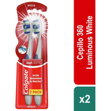 Cepillos Dentales Colgate 360º Luminous White Medio Pack X2