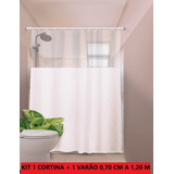 Kit Cortina C/visor + Varão Extensor P/banheiro 70cm A 1,20m
