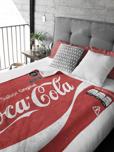 Cobija Frazada Matrimonial Diseño Coca Cola 160x210cm