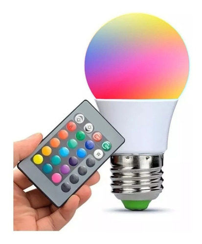 Lampara Led 5w A Control Remoto E27 16 Colores Luz Rgb 220v